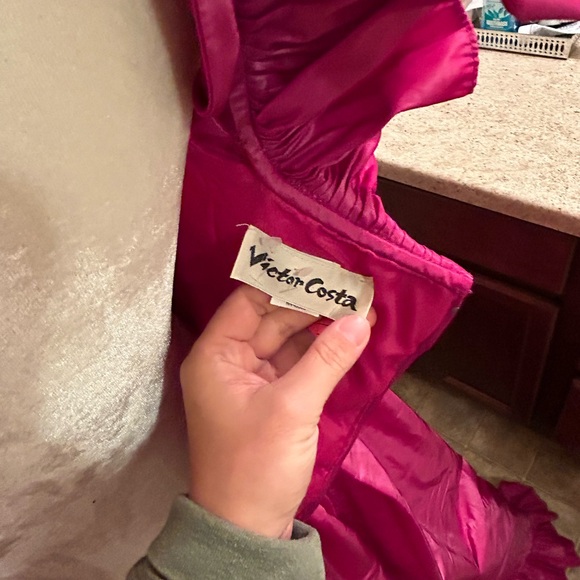 Vintage Victor Costa Size 6 Iridescent Pink Taffeta Ball Gown Dress - Picture 7 of 8